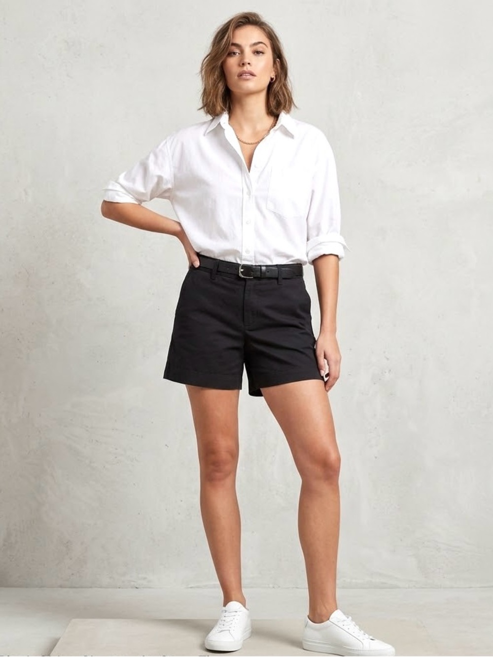 Black Simple Versatile Casual Fashion Shorts with Pockets